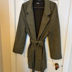 Zara Olive Green Belted Jacket